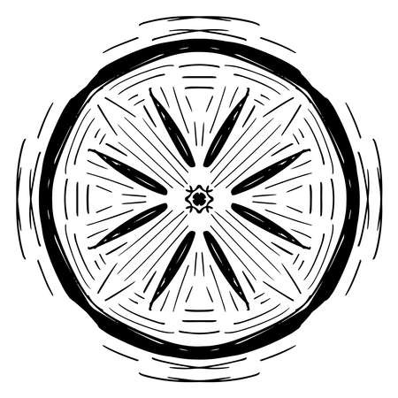 Vector pattern tile. A decorative symmetrical element, hand drawn in ink digital design.のイラスト素材