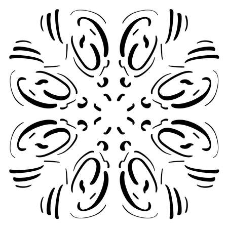 Vector pattern tile. A decorative symmetrical element, hand drawn in ink digital design.のイラスト素材