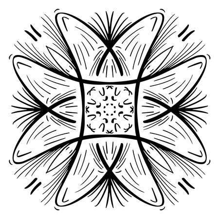 Vector pattern tile. A decorative symmetrical element, hand drawn in ink digital design.のイラスト素材