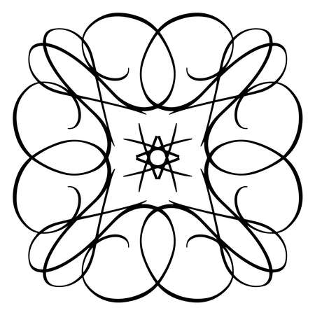 Vector pattern tile. A decorative symmetrical element, hand drawn in ink digital design.のイラスト素材