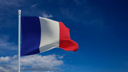 France national flag, waving in the wind. 3d rendering, CGIの写真素材
