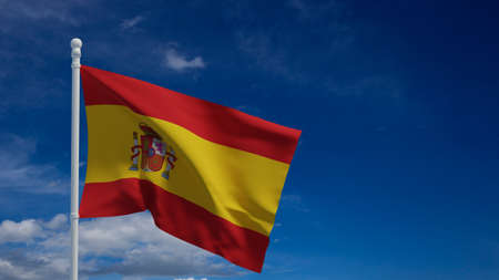 The Kingdom of Spain national flag, waving in the wind. 3d rendering, CGIの写真素材