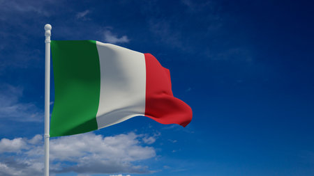 Italian national flag, waving in the wind. 3d rendering, CGIの写真素材
