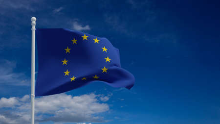 European Union official flag, waving in the wind. 3d rendering, CGIの写真素材