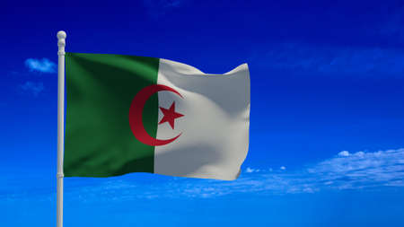 People's Democratic Republic of Algeria national flag, waving in the wind. 3d rendering, CGIの写真素材