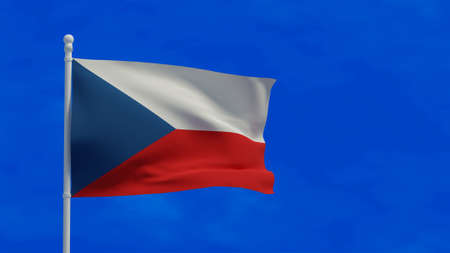 Czech Republic national flag, waving in the wind. 3d rendering, CGIの写真素材