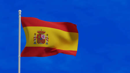 The Kingdom of Spain national flag, waving in the wind. 3d rendering, CGIの写真素材