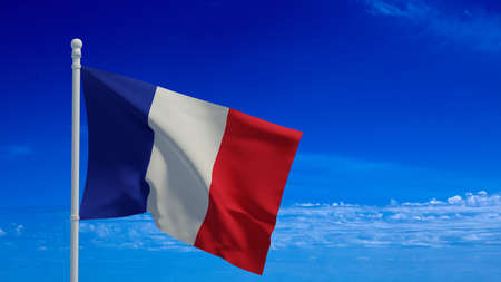 France national flag, waving in the wind. 3d rendering, CGIの写真素材