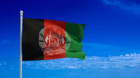 Islamic Republic of Afghanistan national flag, waving in the wind. 3d rendering, CGIの写真素材