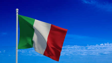 Italian national flag, waving in the wind. 3d rendering, CGIの写真素材