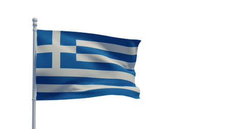 Hellenic Republic aka Greece national flag, waving in the wind. 3d rendering, CGIの写真素材