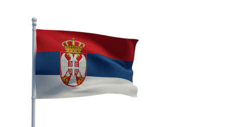 he Republic of Serbia national flag, waving in the wind. 3d rendering, CGIの写真素材