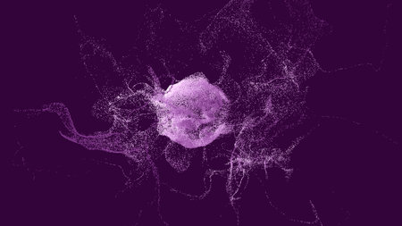 Explosion - 3D rendering. Abstract illustration, computer generated image (CGI). Can be used as a background imageの写真素材