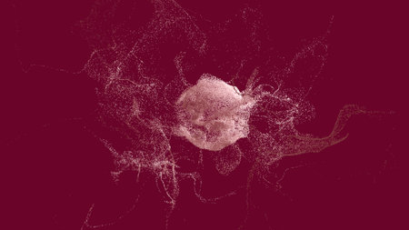 Explosion - 3D rendering. Abstract illustration, computer generated image (CGI). Can be used as a background imageの写真素材