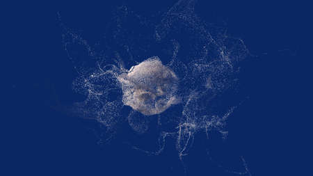 Explosion - 3D rendering. Abstract illustration, computer generated image (CGI). Can be used as a background imageの写真素材