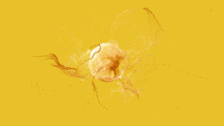 Explosion - 3D rendering. Abstract illustration, computer generated image (CGI). Can be used as a background imageの写真素材