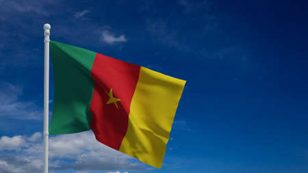Republic of Cameroon national flag, waving in the wind. 3d rendering, CGIの写真素材