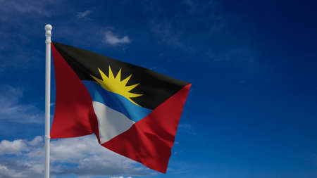 Antigua and Barbuda national flag, waving in the wind. 3d rendering, CGIの写真素材