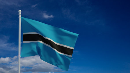Republic of Botswana national flag, waving in the wind. 3d rendering, CGIの写真素材