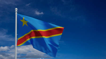 Democratic Republic of the Congo aka Congo-Kinshasa national flag, waving in the wind. 3d rendering, CGIの写真素材