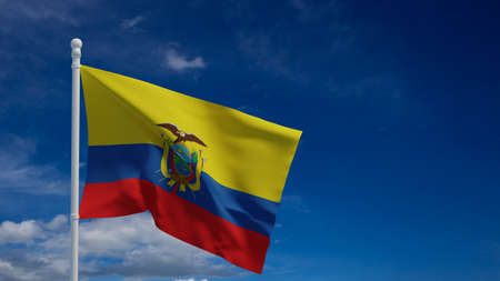 Republic of Ecuador national flag, waving in the wind. 3d rendering, CGIの写真素材