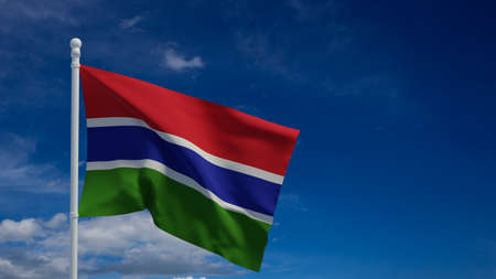 Republic of the Gambia national flag, waving in the wind. 3d rendering, CGIの写真素材