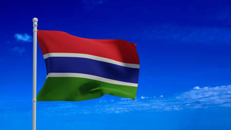 Republic of the Gambia national flag, waving in the wind. 3d rendering, CGIの写真素材