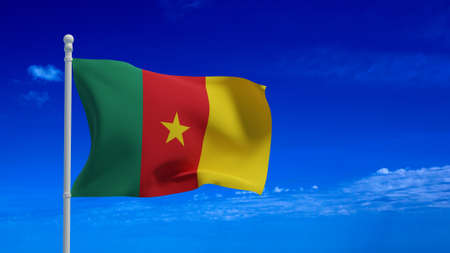 Republic of Cameroon national flag, waving in the wind. 3d rendering, CGIの写真素材