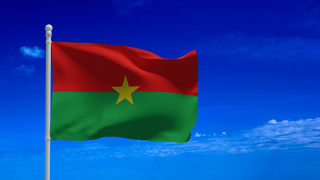 Burkina Faso national flag, waving in the wind. 3d rendering, CGIの写真素材