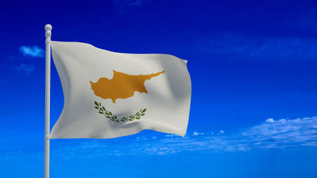 Republic of Cyprus national flag, waving in the wind. 3d rendering, CGIの写真素材