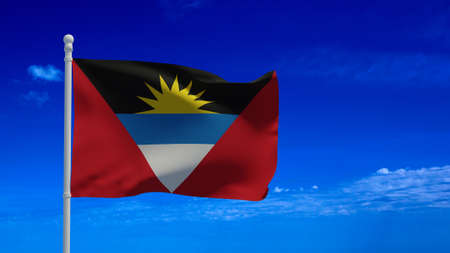 Antigua and Barbuda national flag, waving in the wind. 3d rendering, CGIの写真素材