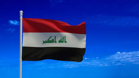 Republic of Iraq national flag, waving in the wind. 3d rendering, CGIの写真素材