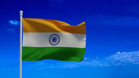 Republic of India national flag, waving in the wind. 3d rendering, CGIの写真素材