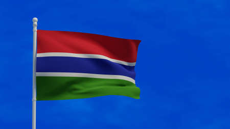 Republic of the Gambia national flag, waving in the wind. 3d rendering, CGIの写真素材
