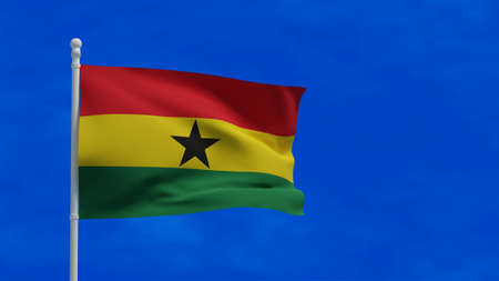 Republic of Ghana national flag, waving in the wind. 3d rendering, CGIの写真素材