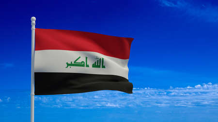 Republic of Iraq national flag, waving in the wind. 3d rendering, CGIの写真素材