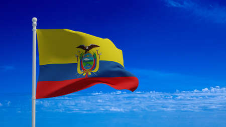 Republic of Ecuador national flag, waving in the wind. 3d rendering, CGIの写真素材