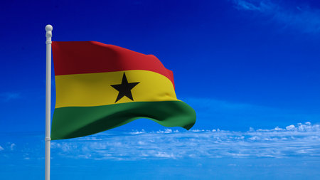 Republic of Ghana national flag, waving in the wind. 3d rendering, CGIの写真素材