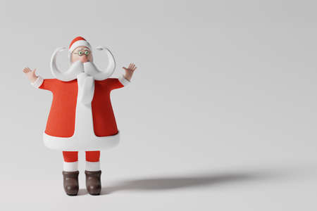 Funny Santa Claus waving - realistic cartoon 3d rendering illustrationの写真素材