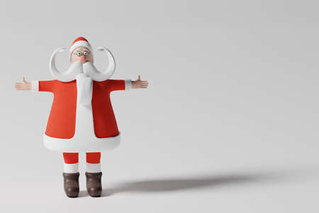 Funny Santa Claus reaching arms, ready for hugging - realistic cartoon 3d rendering illustrationの写真素材