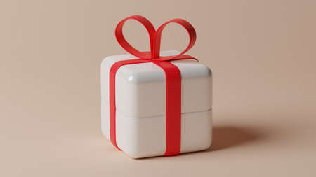 Gift box with Christmas presents. 3d illustration rendering.の写真素材