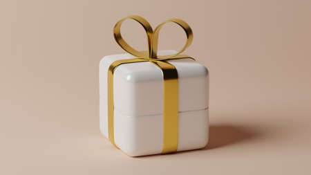 Gift box with Christmas presents. 3d illustration rendering.の写真素材