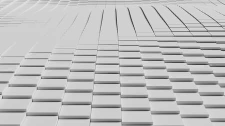 Abstract illustration of displaced white square tiles waving. 3d renderingの写真素材