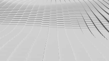 Abstract illustration of displaced white square tiles waving. 3d renderingの写真素材