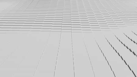 Abstract illustration of displaced white square tiles waving. 3d renderingの写真素材
