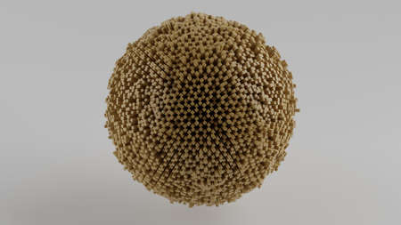 A giant ball made of wooden sticks. Abstract 3d illustration, rendering