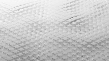 3d Illustration of abstract geometry with displaced cubes forming a waving pattern or matrix.の写真素材