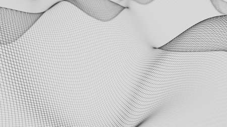 Abstract simple black and white 3D illustration with a pattern of waving linesの写真素材