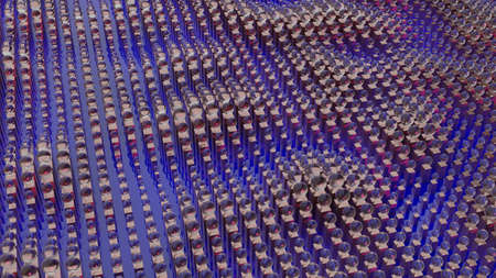 Colorful background illustration of abstract geometry with cubes and spheres. 3D generated renderingの写真素材