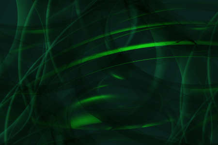 Abstract green 3d illustration - geometric background with waves, spirals and transparency effectsの写真素材